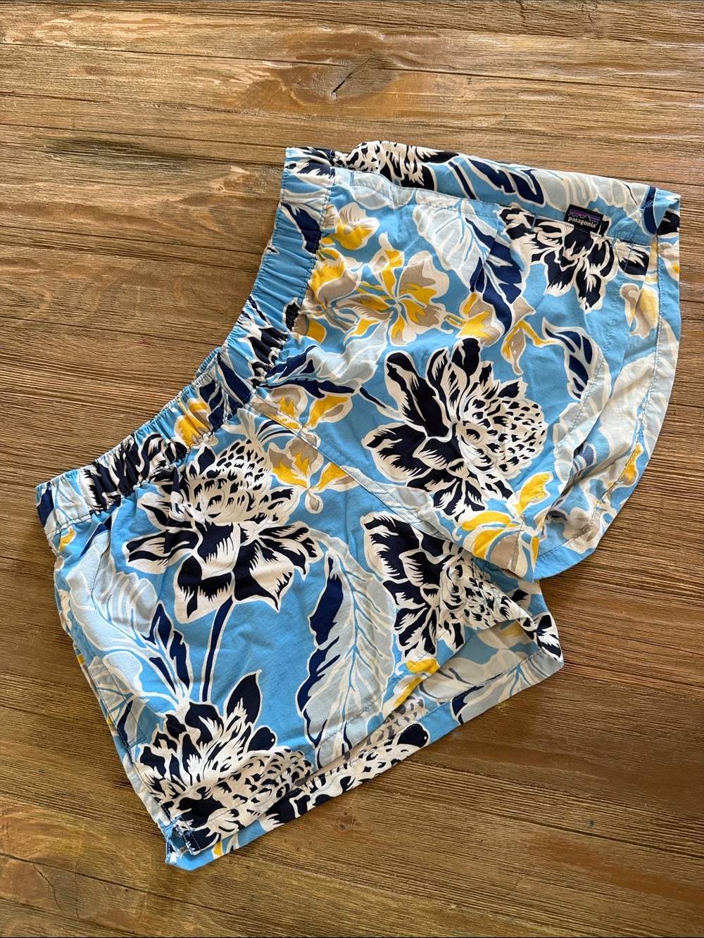 Patagonia Shorts Light Blue Floral Baggies